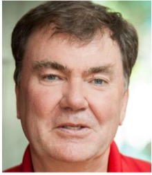 middle age man with brown hair and a red shirt